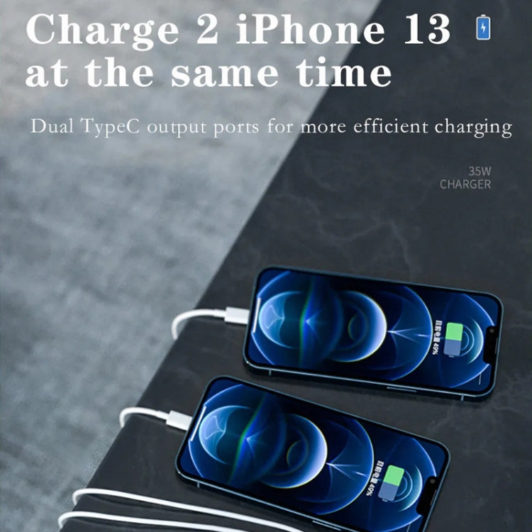 35W PD3.0 USB-C / Type-C Dual Port Charger with Type-C to 8 Pin Data Cable, US Plug��������������...