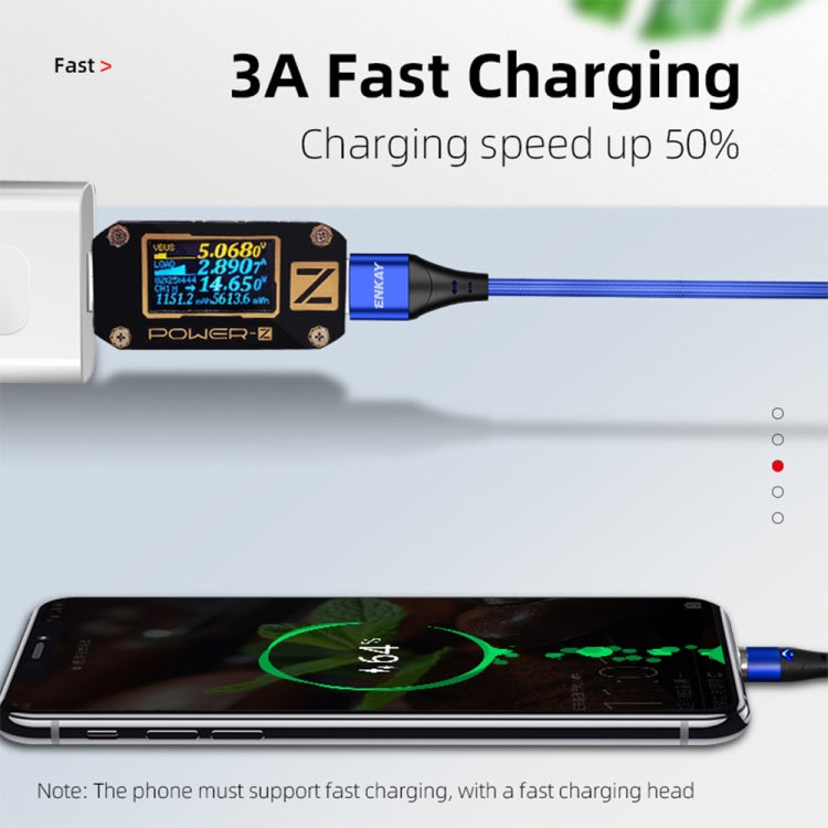ENKAY 3A USB to 8 Pin Magnetic Fast Charging Data Cable with LED Light, 1m 3A USB to 8 Pin�������...