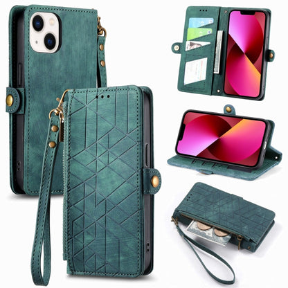 Geometric Zipper Wallet Side Buckle Leather Phone Case
