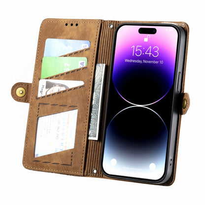Geometric Zipper Wallet Side Buckle Leather Phone Case
