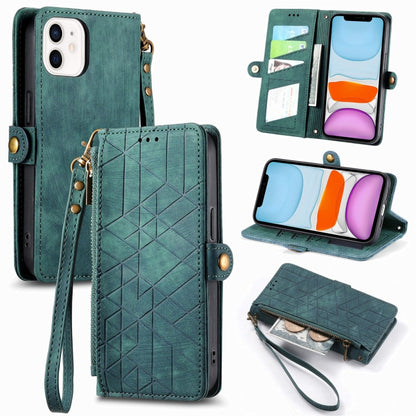 Geometric Zipper Wallet Side Buckle Leather Phone Case