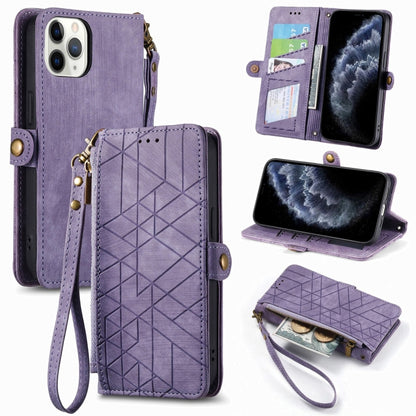 Geometric Zipper Wallet Side Buckle Leather Phone Case