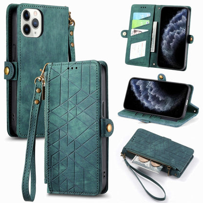 Geometric Zipper Wallet Side Buckle Leather Phone Case