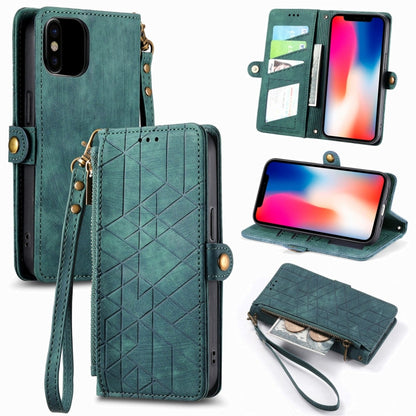 Geometric Zipper Wallet Side Buckle Leather Phone Case