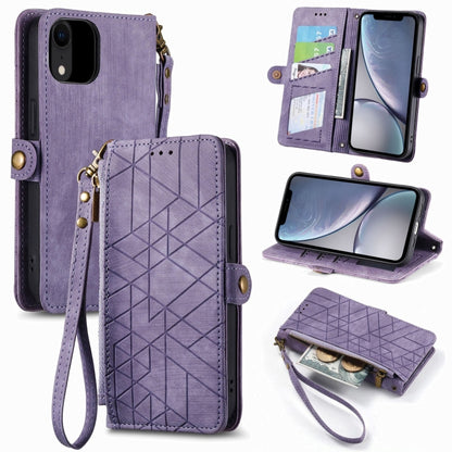 Geometric Zipper Wallet Side Buckle Leather Phone Case