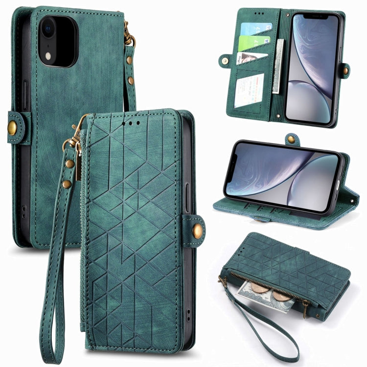Geometric Zipper Wallet Side Buckle Leather Phone Case