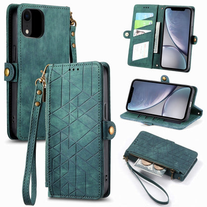 Geometric Zipper Wallet Side Buckle Leather Phone Case