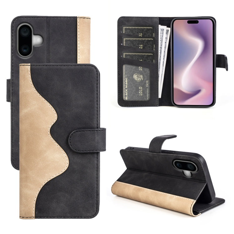 Stitching Horizontal Flip Leather Phone Case, For iPhone 16 Pro, For iPhone 16 Plus, For iPhone 1...