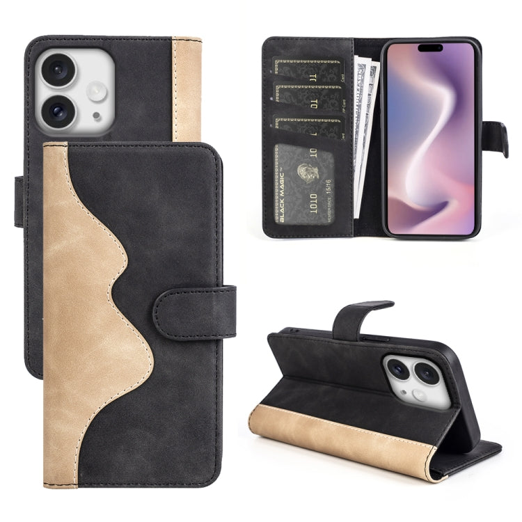 Stitching Horizontal Flip Leather Phone Case, For iPhone 16 Pro, For iPhone 16 Plus, For iPhone 1...