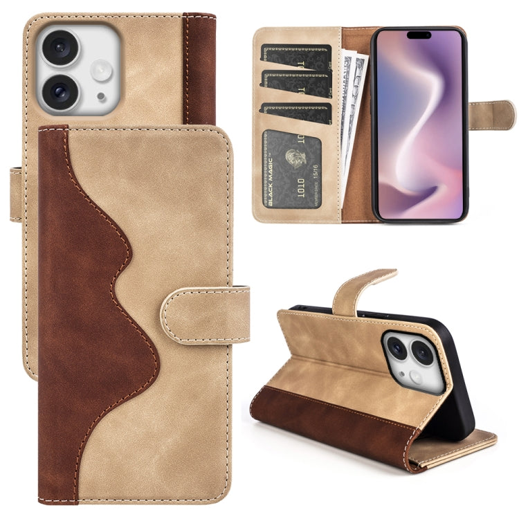 Stitching Horizontal Flip Leather Phone Case, For iPhone 16 Pro, For iPhone 16 Plus, For iPhone 1...