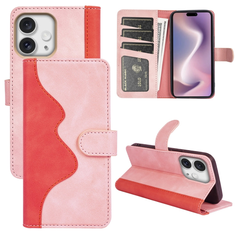 Stitching Horizontal Flip Leather Phone Case, For iPhone 16 Pro, For iPhone 16 Plus, For iPhone 1...