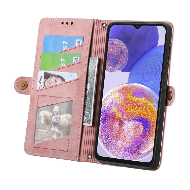Geometric Zipper Wallet Side Buckle Leather Phone Case