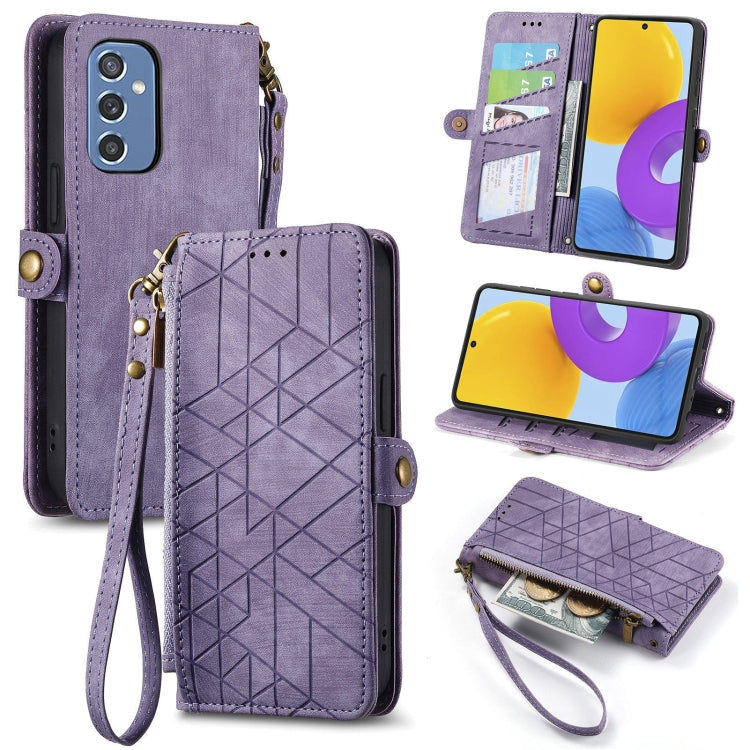 Geometric Zipper Wallet Side Buckle Leather Phone Case