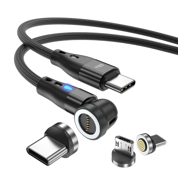 ENKAY PD60W Type-C to Type-C / 8 Pin / Micro USB Magnetic 540 Degrees Rotating Fast Charging Cabl...
