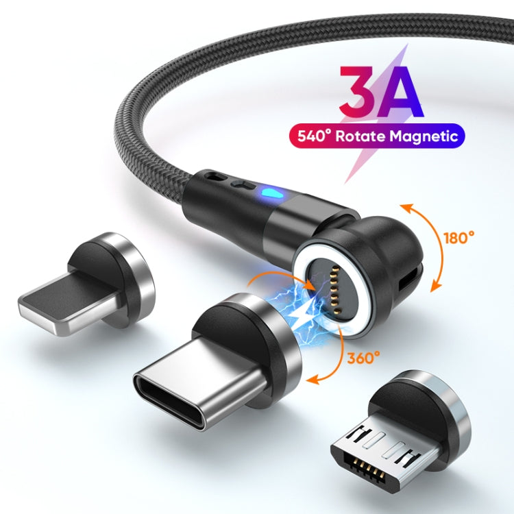 ENKAY 3 in 1 3A USB to Type-C / 8 Pin / Micro USB Magnetic 540 Degrees Rotating Fast Charging Cab...