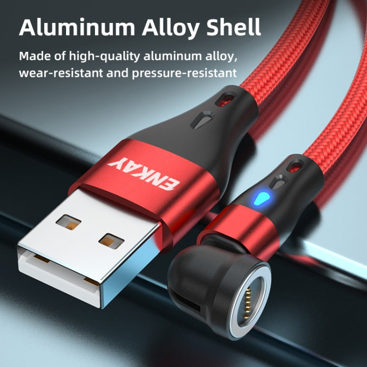 ENKAY 3 in 1 3A USB to Type-C / 8 Pin / Micro USB Magnetic 540 Degrees Rotating Fast Charging Cab...