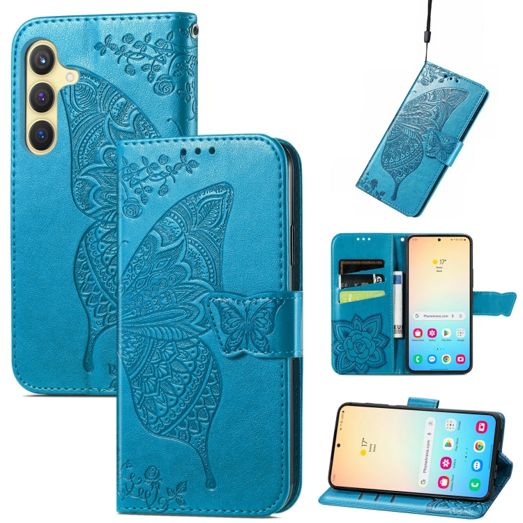 Butterfly Love Flower Embossed Leather Phone Case, For Samsung Galaxy S24+ 5G��������������������...