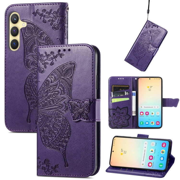 Butterfly Love Flower Embossed Leather Phone Case, For Samsung Galaxy S24+ 5G��������������������...