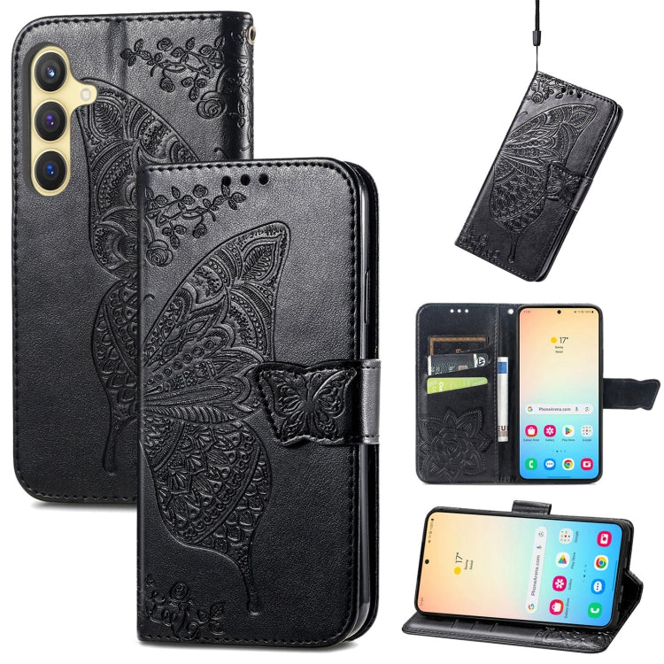 Butterfly Love Flower Embossed Leather Phone Case, For Samsung Galaxy S24+ 5G��������������������...