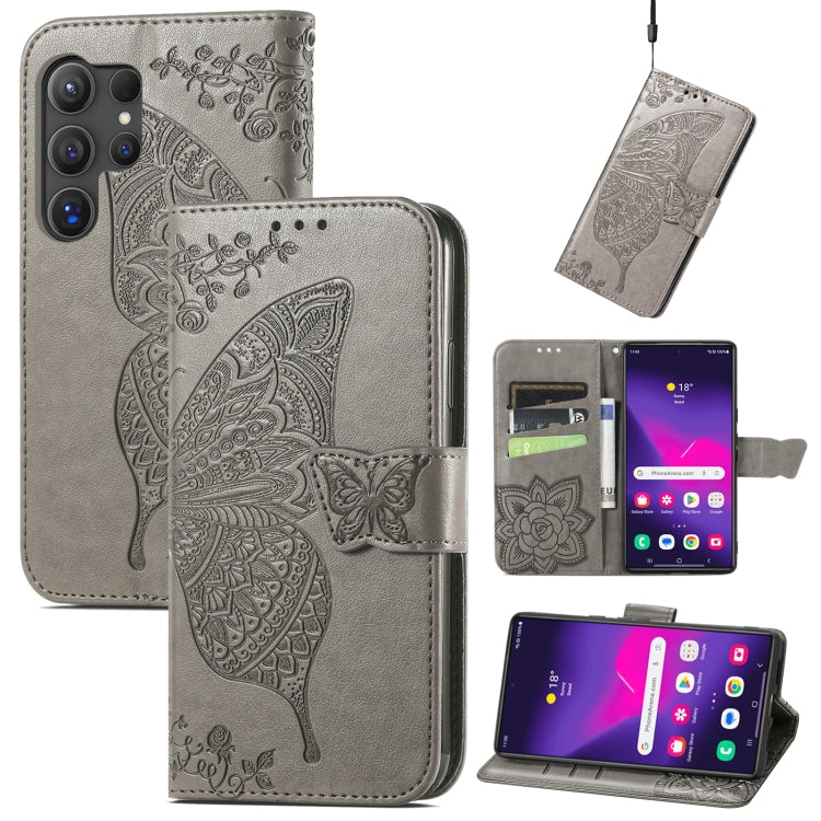 Butterfly Love Flower Embossed Leather Phone Case, For Samsung Galaxy A36, For Samsung Galaxy S25...