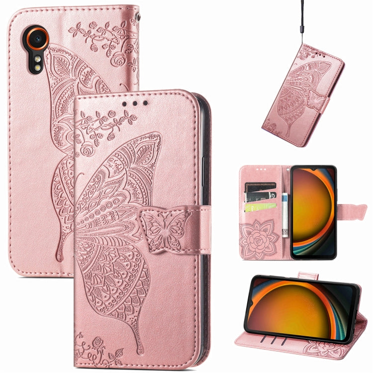 Butterfly Love Flower Embossed Leather Phone Case, For Samsung Galaxy A36, For Samsung Galaxy S25...