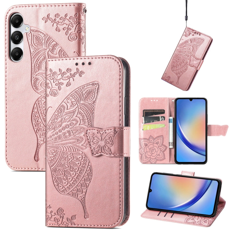 Butterfly Love Flower Embossed Leather Phone Case, For Samsung Galaxy A36, For Samsung Galaxy S25...