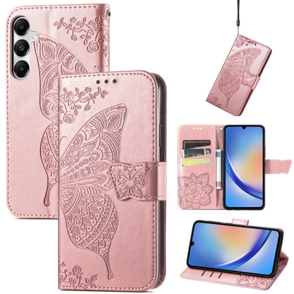 Butterfly Love Flower Embossed Leather Phone Case, For Samsung Galaxy A36, For Samsung Galaxy S25...