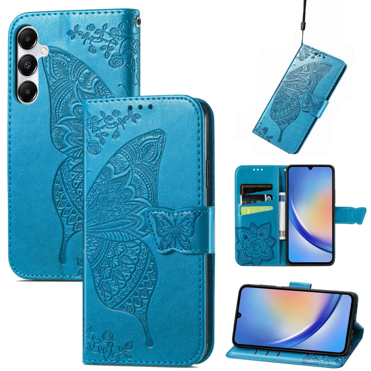 Butterfly Love Flower Embossed Leather Phone Case, For Samsung Galaxy A36, For Samsung Galaxy S25...