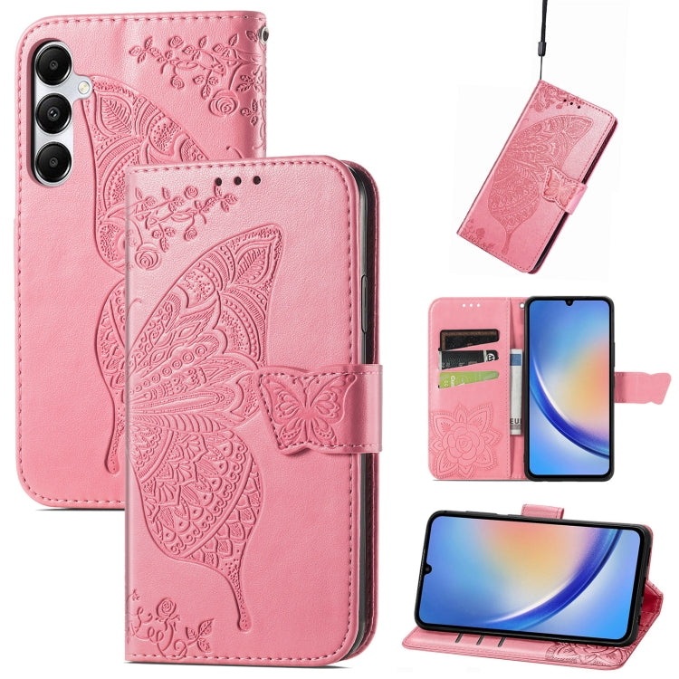 Butterfly Love Flower Embossed Leather Phone Case, For Samsung Galaxy A36, For Samsung Galaxy S25...