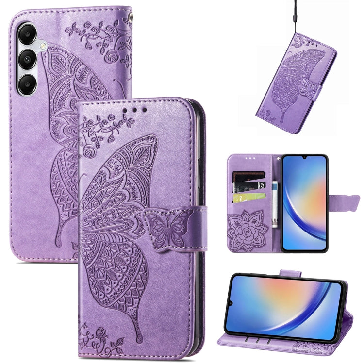Butterfly Love Flower Embossed Leather Phone Case, For Samsung Galaxy A36, For Samsung Galaxy S25...