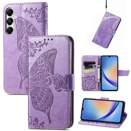 Butterfly Love Flower Embossed Leather Phone Case, For Samsung Galaxy A36, For Samsung Galaxy S25...