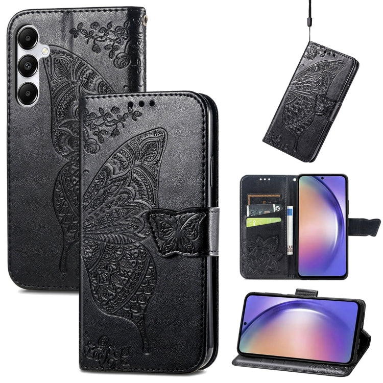 Butterfly Love Flower Embossed Leather Phone Case, For Samsung Galaxy A36, For Samsung Galaxy S25...