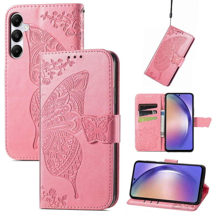Butterfly Love Flower Embossed Leather Phone Case, For Samsung Galaxy A36, For Samsung Galaxy S25...