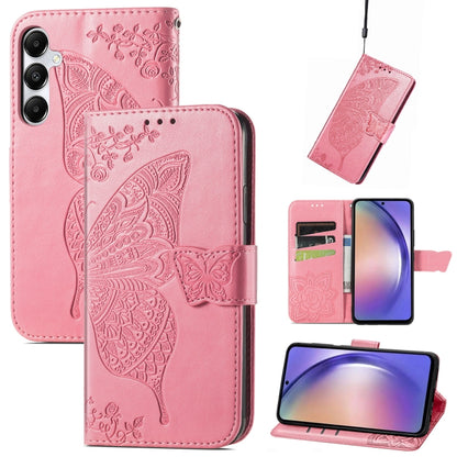 Butterfly Love Flower Embossed Leather Phone Case, For Samsung Galaxy A36, For Samsung Galaxy S25...