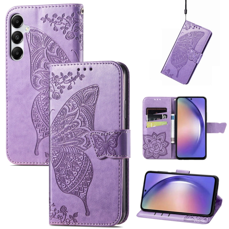 Butterfly Love Flower Embossed Leather Phone Case, For Samsung Galaxy A36, For Samsung Galaxy S25...