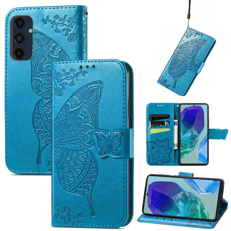 Butterfly Love Flower Embossed Leather Phone Case, For Samsung Galaxy A36, For Samsung Galaxy S25...