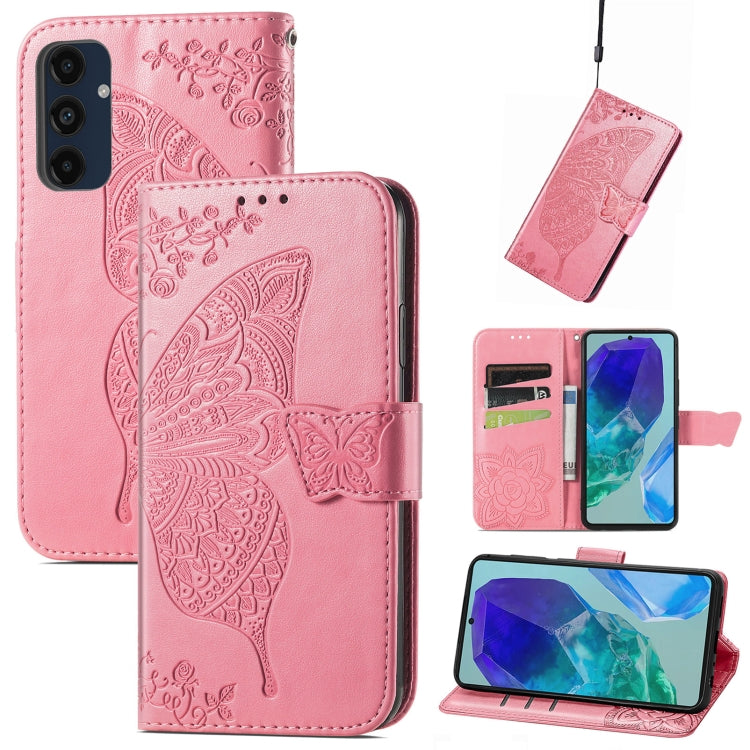 Butterfly Love Flower Embossed Leather Phone Case, For Samsung Galaxy A36, For Samsung Galaxy S25...