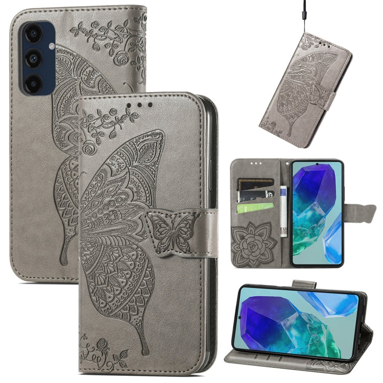 Butterfly Love Flower Embossed Leather Phone Case, For Samsung Galaxy A36, For Samsung Galaxy S25...