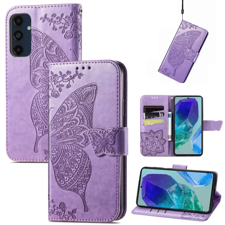 Butterfly Love Flower Embossed Leather Phone Case, For Samsung Galaxy A36, For Samsung Galaxy S25...