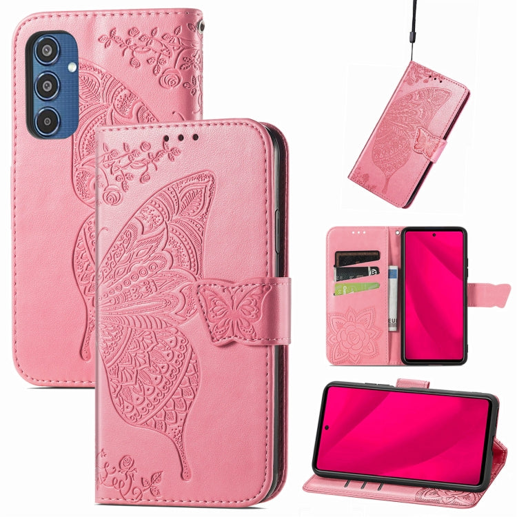 Butterfly Love Flower Embossed Leather Phone Case, For Samsung Galaxy A36, For Samsung Galaxy S25...