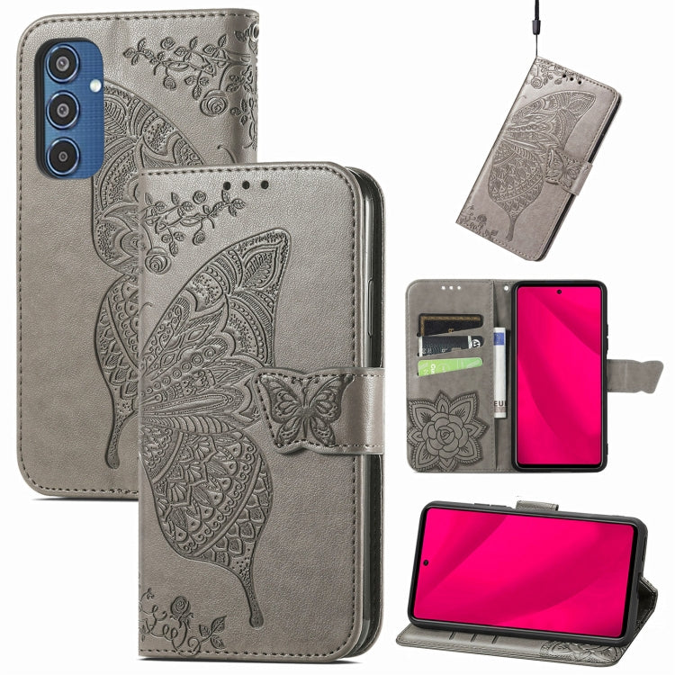 Butterfly Love Flower Embossed Leather Phone Case, For Samsung Galaxy A36, For Samsung Galaxy S25...