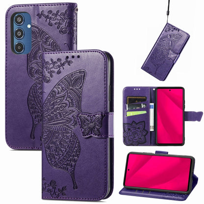 Butterfly Love Flower Embossed Leather Phone Case, For Samsung Galaxy A36, For Samsung Galaxy S25...