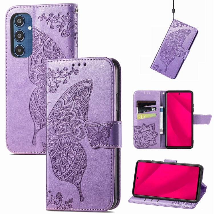 Butterfly Love Flower Embossed Leather Phone Case, For Samsung Galaxy A36, For Samsung Galaxy S25...