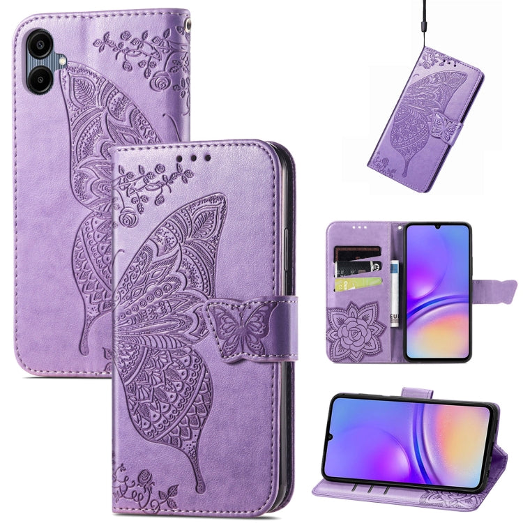 Butterfly Love Flower Embossed Leather Phone Case, For Samsung Galaxy A36, For Samsung Galaxy S25...