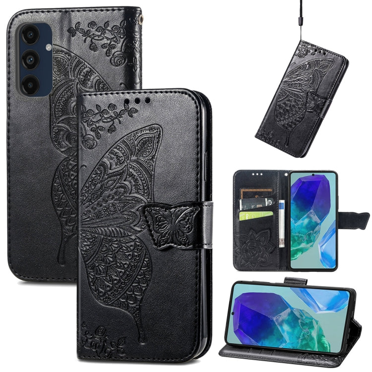 Butterfly Love Flower Embossed Leather Phone Case, For Samsung Galaxy A36, For Samsung Galaxy S25...