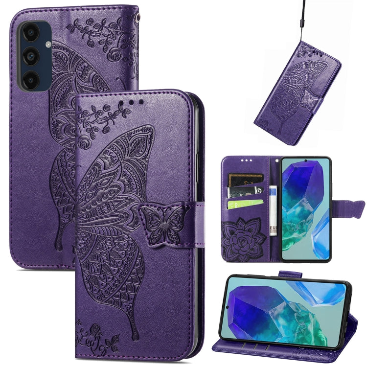 Butterfly Love Flower Embossed Leather Phone Case, For Samsung Galaxy A36, For Samsung Galaxy S25...