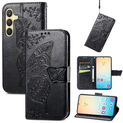 Butterfly Love Flower Embossed Leather Phone Case, For Samsung Galaxy A36, For Samsung Galaxy S25...