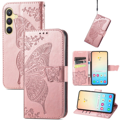 Butterfly Love Flower Embossed Leather Phone Case, For Samsung Galaxy A36, For Samsung Galaxy S25...