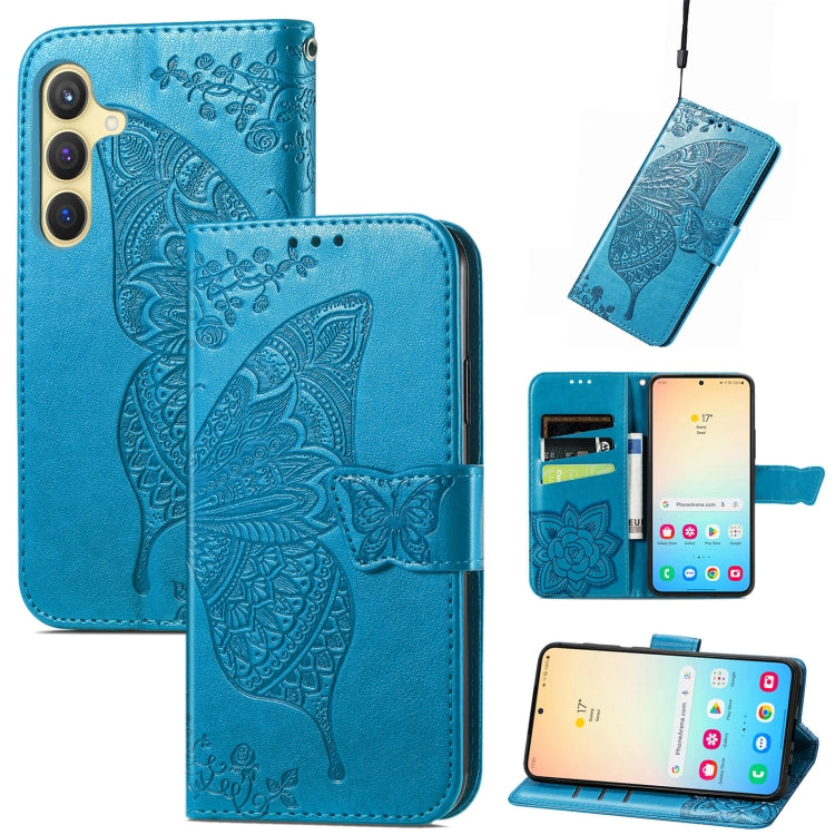 Butterfly Love Flower Embossed Leather Phone Case, For Samsung Galaxy A36, For Samsung Galaxy S25...