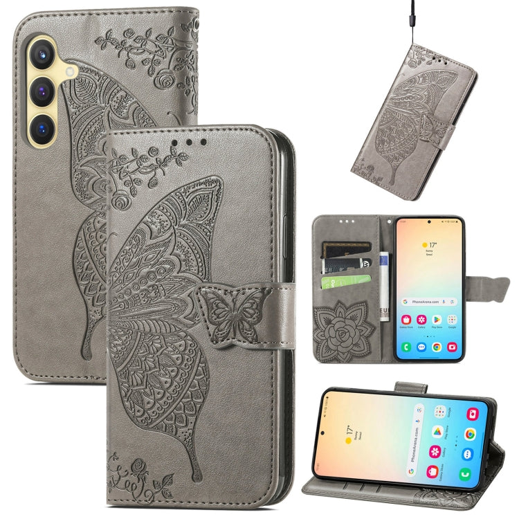 Butterfly Love Flower Embossed Leather Phone Case, For Samsung Galaxy A36, For Samsung Galaxy S25...